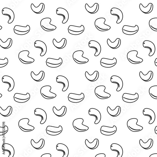 Cashews dry fruits pattern texture outline symbol sign icon design vector