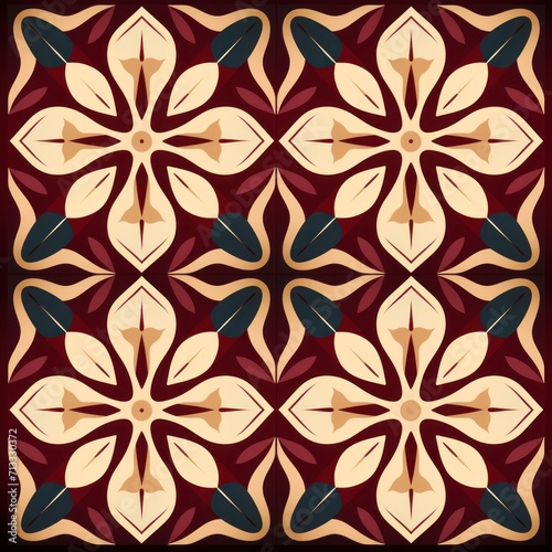 Maroon aperiodic geometric seamless patterns for hydraulic tile 