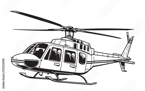 Retro helicopter sketch hand drawn Vector illustration