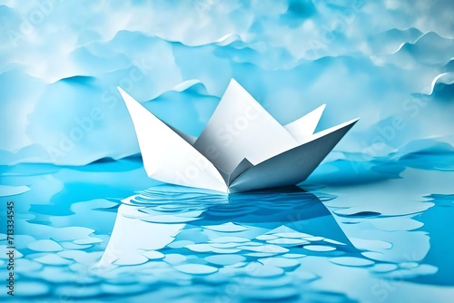 paper boat floating in the sea