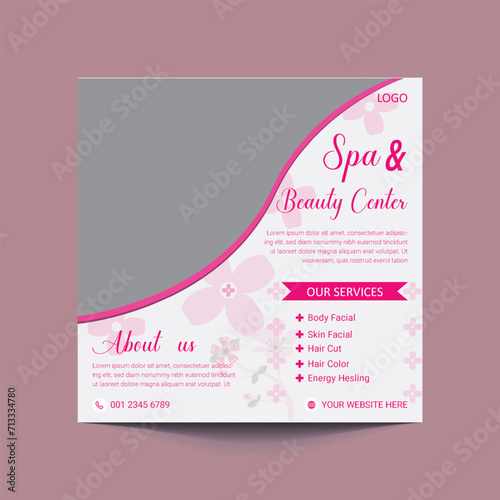 Beauty and spa salon social media post banner ad and skin care Center website banner ads design suitable for Makeup Social media post Banner Square Flyer Template Design