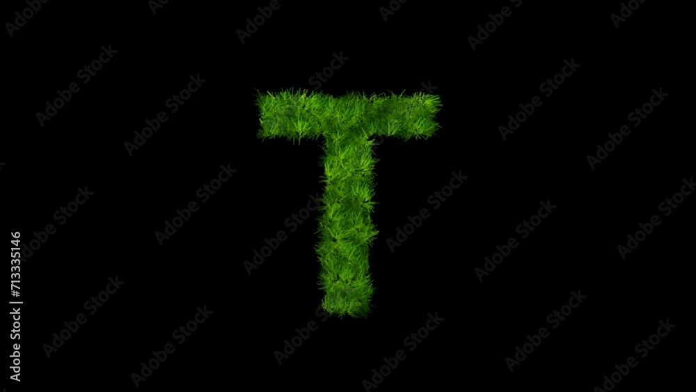 Letter T made of grass with alpha channel, alphabet in the form of green grass Letter T made of grass with alpha channel, alphabet in the form of green grass