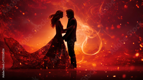 Romantic Wedding on Fire Background