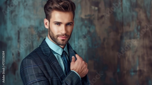 Business Manager Poised in a Suit and Tie for Professional Photograph Generative AI photo