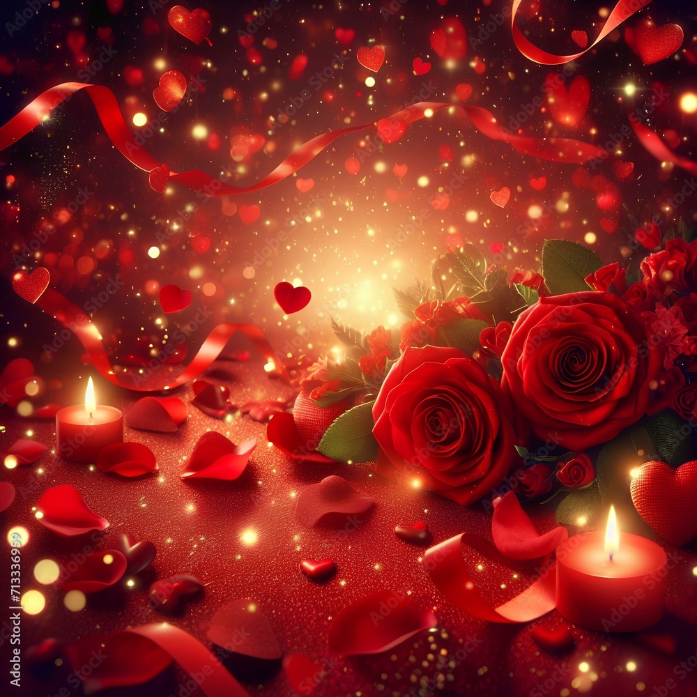 red valentines day roses petals sprinkles confetti for a holiday celebration. red valentines day roses petals sprinkles confetti for a holiday celebration.