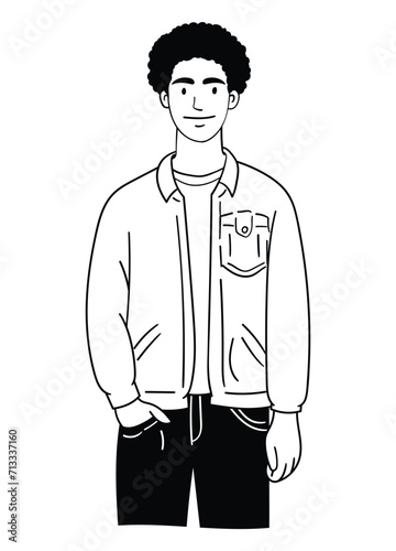Happy people. smiling male. Hand drawn vector illustration.