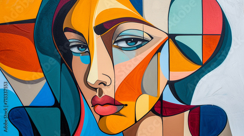 An abstract portrait in cubism style