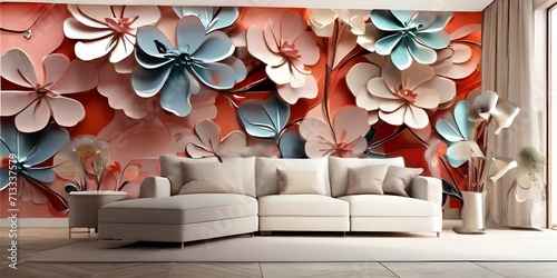 red sofa in a room