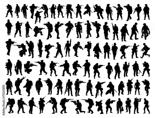 Soldiers silhouette vector art white background