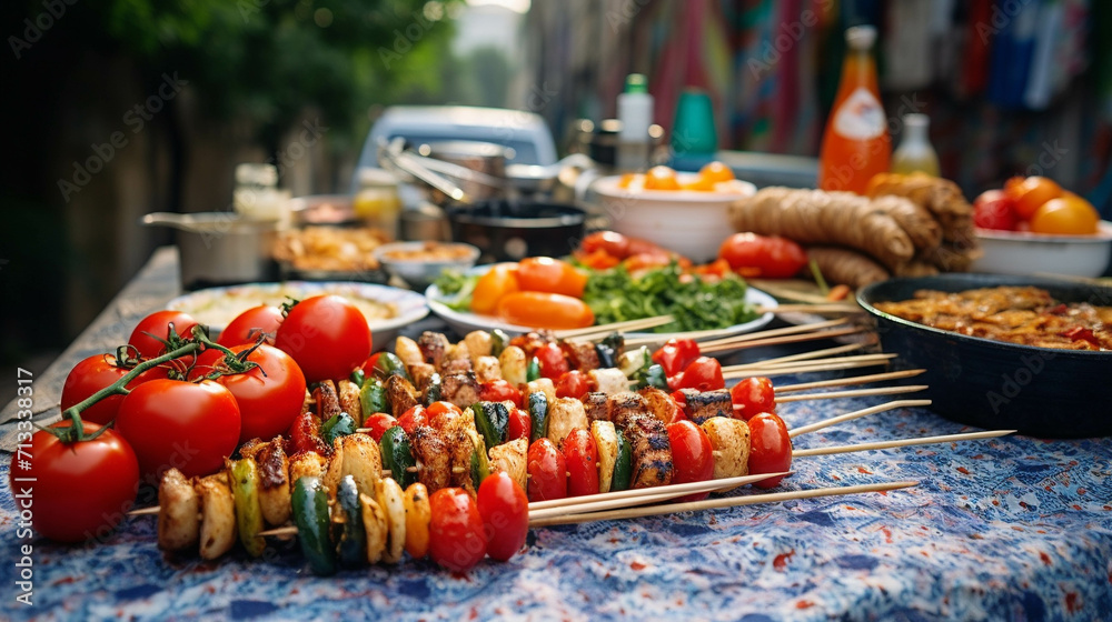 shish kebab on the grill high definition photographic creative image