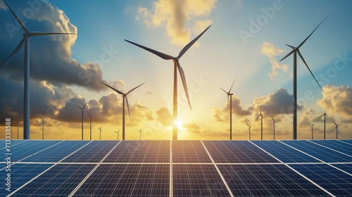 Wind power generators and solar panels