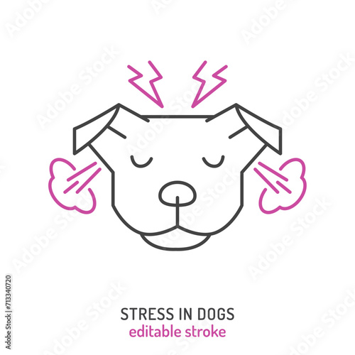 Dog behavior icon. Stress in a domestic animal or pet.
