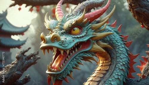 Beautiful fantasy dragon. Year of the Dragon according to the eastern horoscope