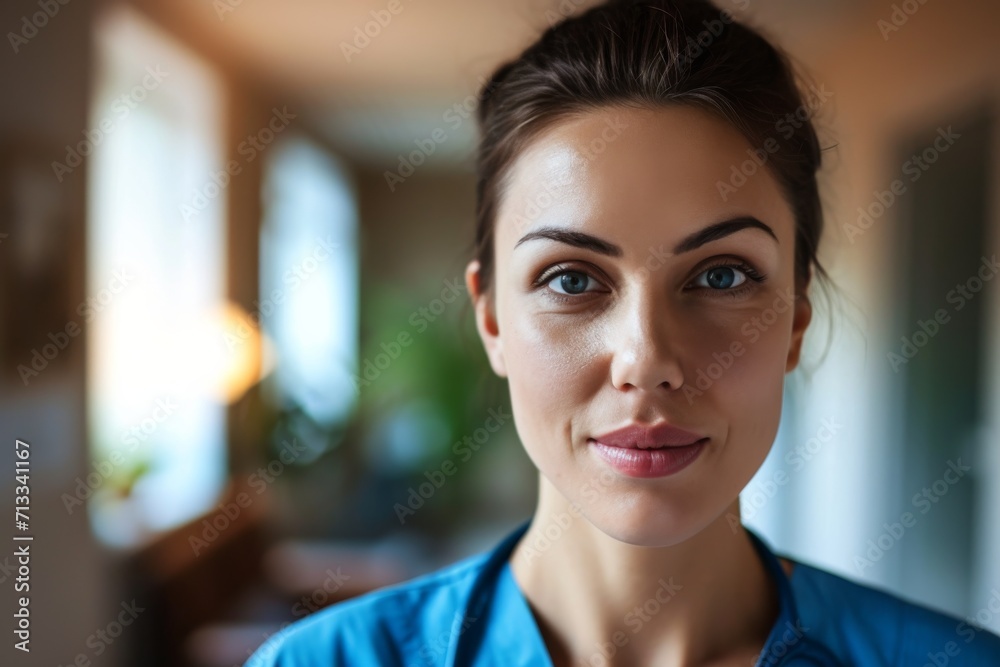 Confident Nurse Engages With Eye Contact, Prepared To Provide Compassionate Care Confident Nurse Engages With Eye Contact, Prepared To Provide Compassionate Care