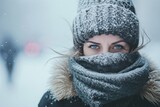 Determined Woman Battles Freezing Weather, Bundled Up With Multiple Layers