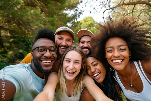 Joyful Multicultural Friends Capturing An Unforgettable Outdoor Selfie