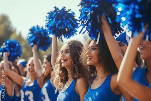 Energetic Cheerleaders In Spirited Uniforms, Filling The Stadium With Enthusiasm