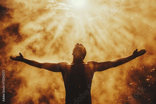 Image Of Person With Outstretched Arms, Signifying Strong Belief In God