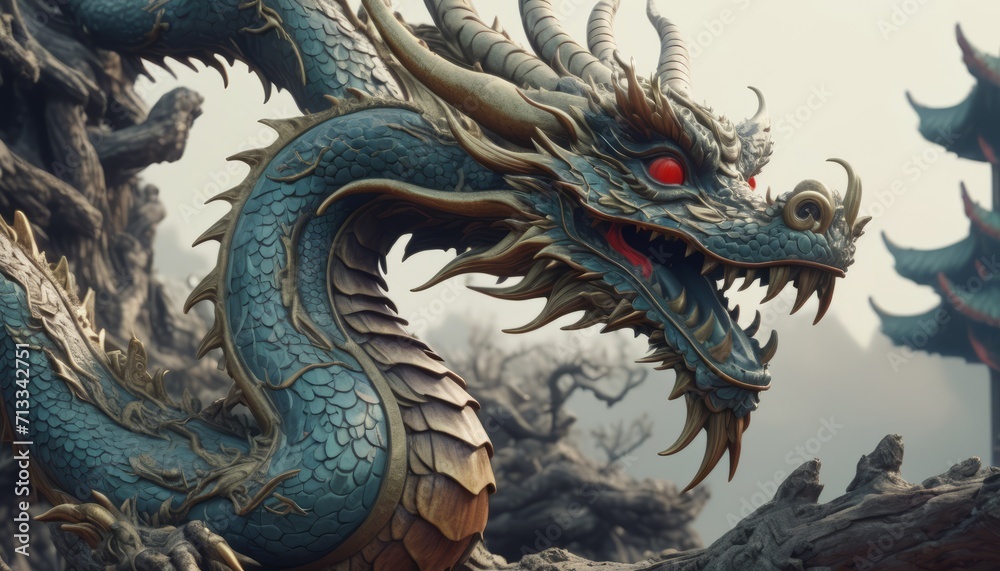 Beautiful fantasy dragon. Year of the Dragon according to the eastern horoscope