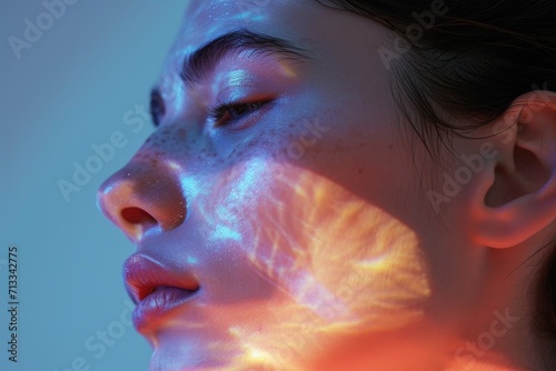 Analyzing Beauty And Skincare Through Projection Mapping On A Woman's Face photo