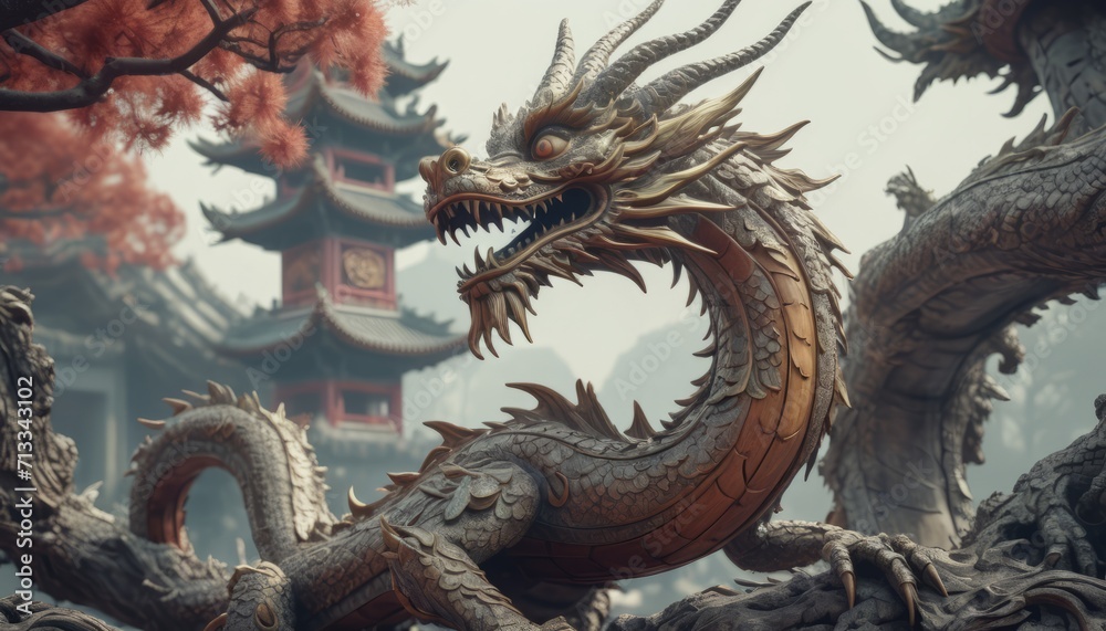 Fototapeta premium Beautiful fantasy dragon. Year of the Dragon according to the eastern horoscope