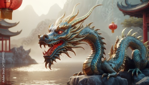 Beautiful fantasy dragon. Year of the Dragon according to the eastern horoscope © abrilla