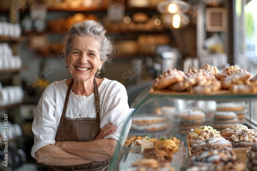 Portrait of a female pastry shop owner photo
