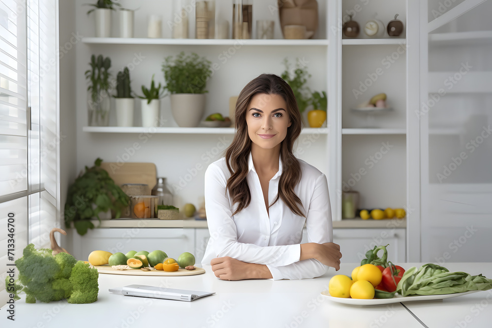 Nutritionist in an office with healthy food