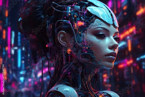 portrait of a female cyborg