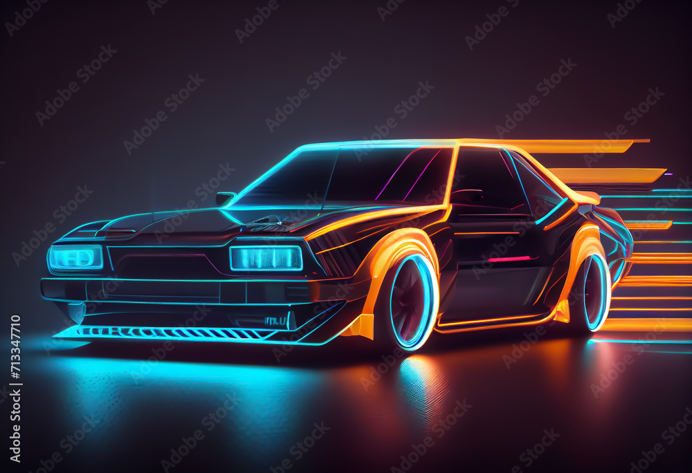 neon car background Generative AI 