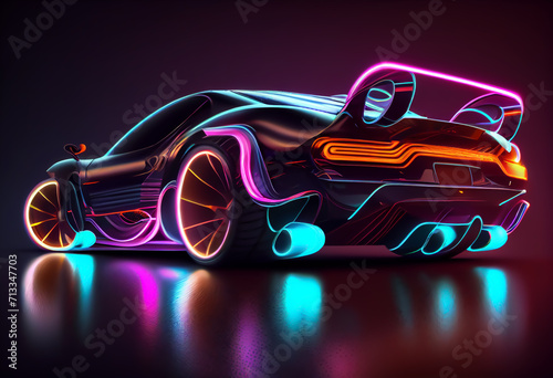 neon car background Generative AI