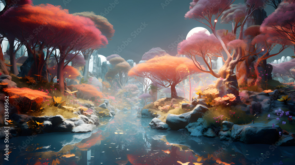 Cotton candy forest. Fantasy nature,,
Fantasy candy land landscape with giant sweets candy world background