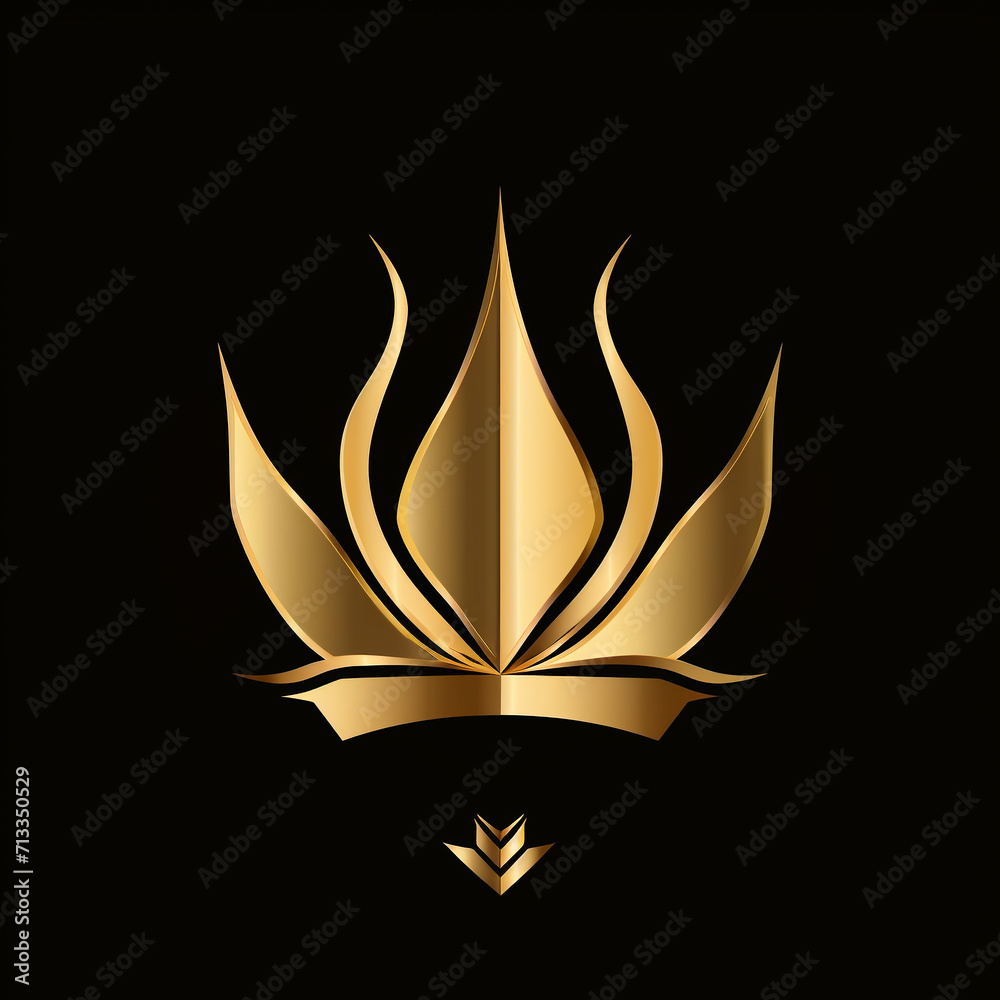 Figurative curved golden crown on a black background Figurative curved golden crown on a black background