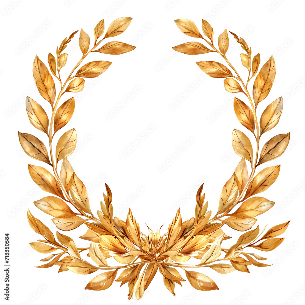 Golden laurel wreath Isolated