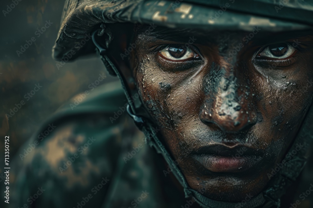 Modern soldier of Bangladesh close up. Bangladesh soldier. realistic detailed photography texture