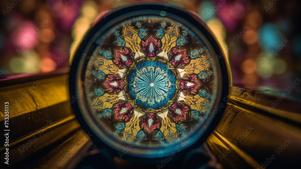 What you see when looking inside a very old kaleidoscope