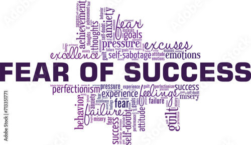 Fear of Success word cloud conceptual design isolated on white background.