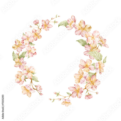 Save the date with delicate pink flower watercolor wreath