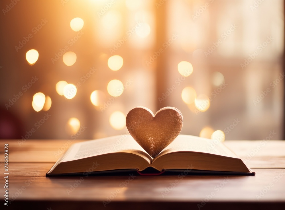 a lighthearted valentine's day book with heart shape in the middle on top of a wooden table a lighthearted valentine's day book with heart shape in the middle on top of a wooden table