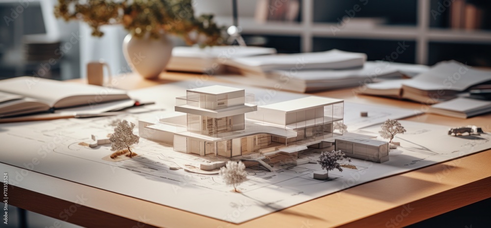 architecture models and paper on the desk architecture models and paper on the desk