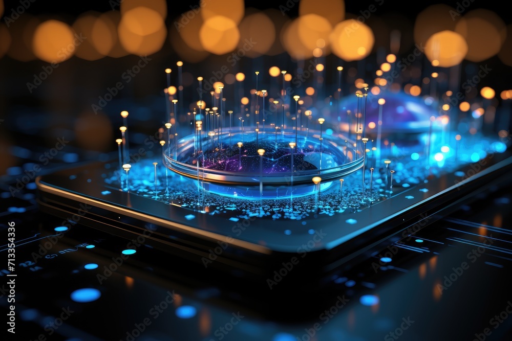 A mesmerizing display of glowing electronics in the dark of night, beckoning with the promise of innovation and wonder inside A mesmerizing display of glowing electronics in the dark of night, beckoning with the promise of innovation and wonder inside
