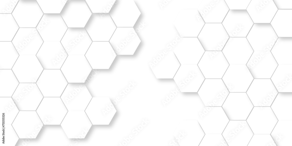 Seamless pattern with hexagonal white and gray technology line paper ...