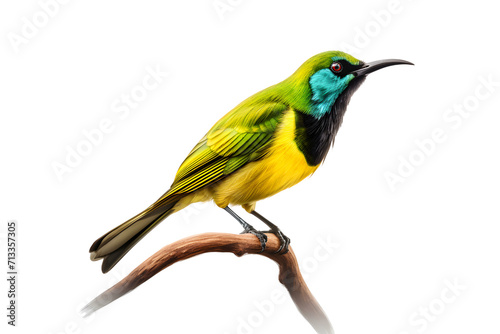 green bee-eater perched on a tree branch, transparent background © lovephotos