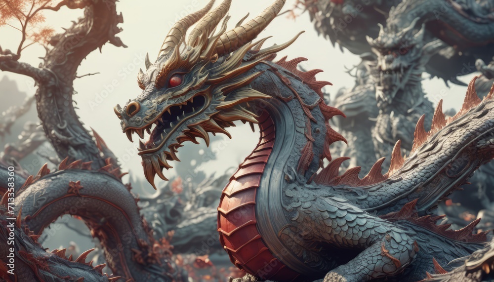 Fototapeta premium Beautiful fantasy dragon. Year of the Dragon according to the eastern horoscope