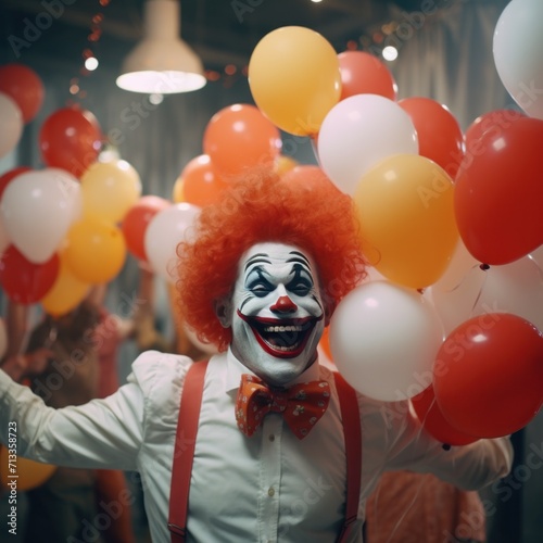clown in a party with balloons © olegganko