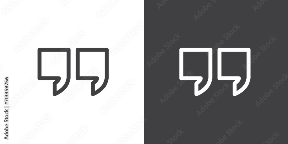 Simple icon of  quote mark vector in line style, double quotes icon vector symbol. - obrazy, fototapety, plakaty 