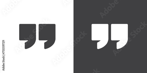 Black Double Quote Mark icon in line style, Quotes icon vector symbol.