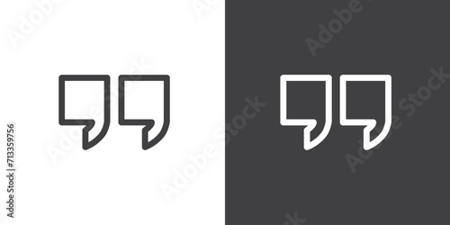Simple icon of  quote mark vector in line style, double quotes icon vector symbol.