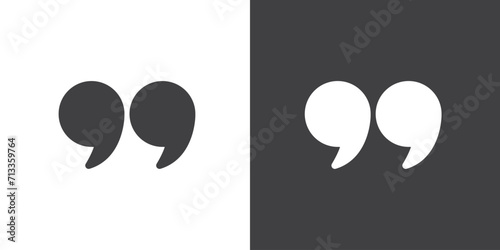 Double quote mark icon in outline style, Quotes icon vector symbol. photo