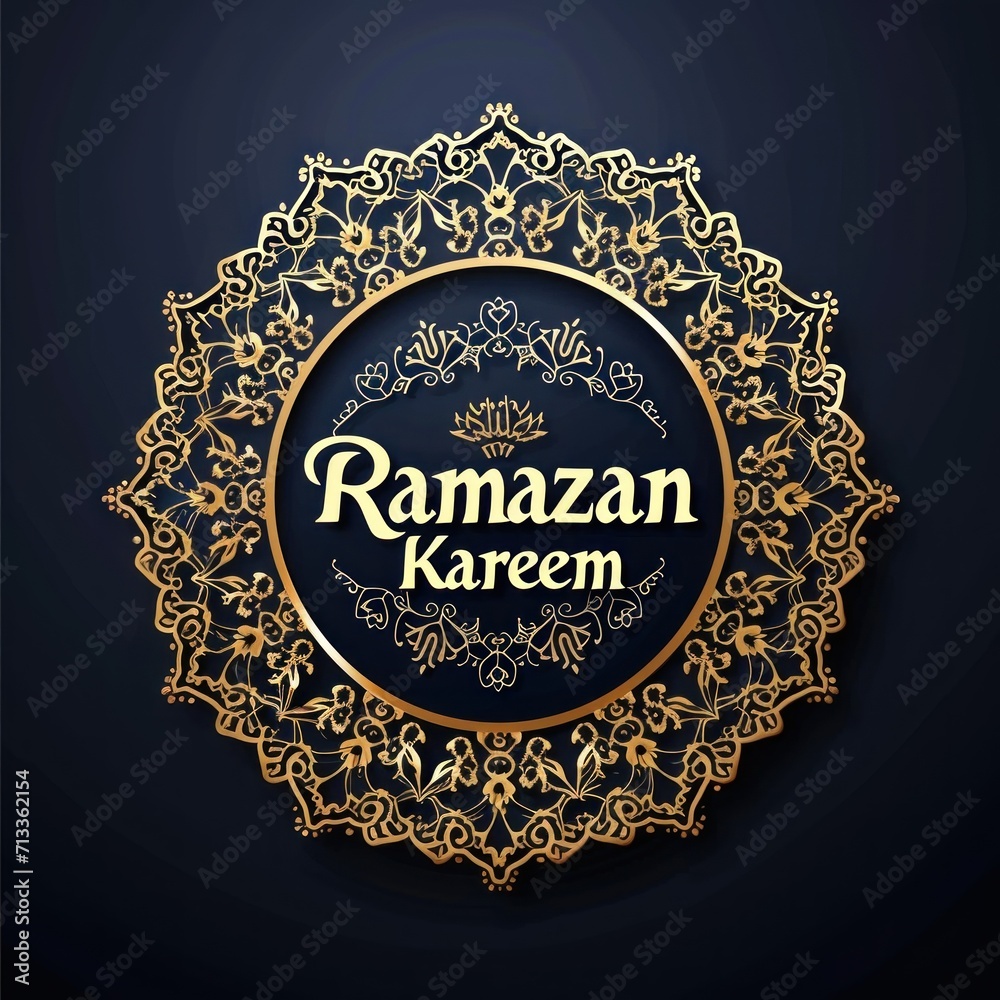 Ramadan Kareem background with golden ornate mandala. illustration.